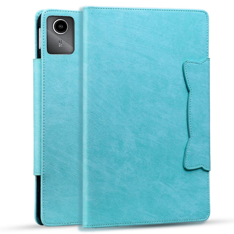 For Lenovo Xiaoxin Pad M11 2024 Cat Buckle Leather Tablet Case(Sky Blue) - Lenovo by buy2fix | Online Shopping UK | buy2fix