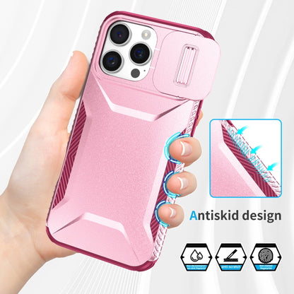 For iPhone 16 Pro Sliding Camshield Phone Case(Pink + Rose Red) - iPhone 16 Pro Cases by buy2fix | Online Shopping UK | buy2fix