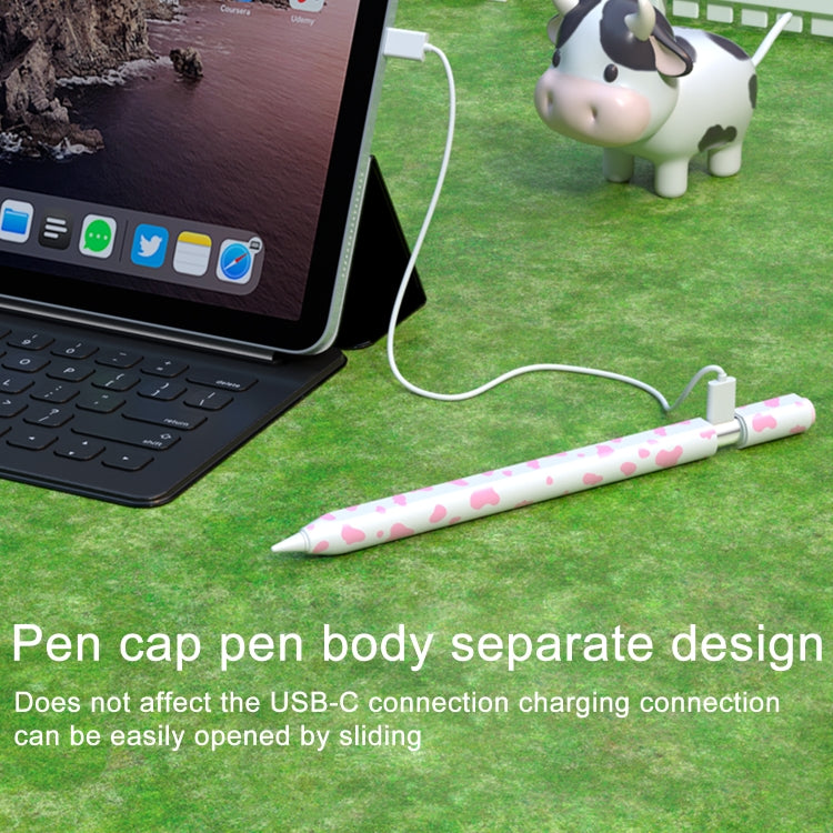 For Apple Pencil USB-C Cow Pattern Stylus Silicone Protective Cover(Purple) - Pencil Accessories by buy2fix | Online Shopping UK | buy2fix