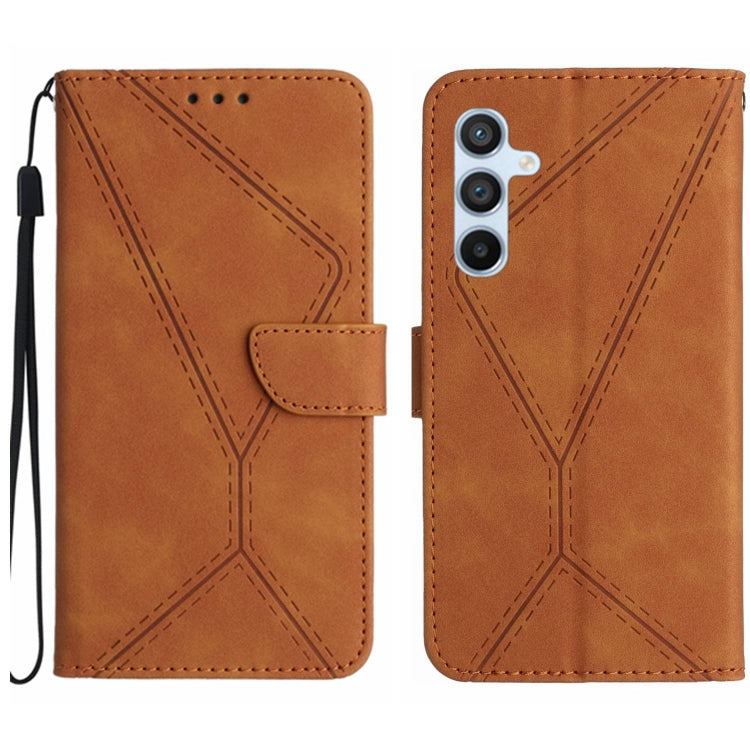 For Samsung Galaxy S25+ 5G Stitching Embossed Leather Phone Case(Brown) - Galaxy S25+ 5G Cases by buy2fix | Online Shopping UK | buy2fix