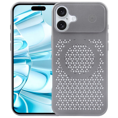 For iPhone 16 Plus Pure Color Honeycomb Aromatherapy MagSafe Phone Case(Grey) - iPhone 16 Plus Cases by buy2fix | Online Shopping UK | buy2fix