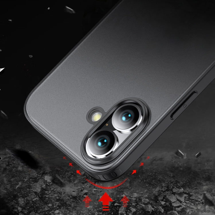 For iPhone 16 Armor Clear TPU Hard PC Phone Case(Matte Black) - iPhone 16 Cases by buy2fix | Online Shopping UK | buy2fix