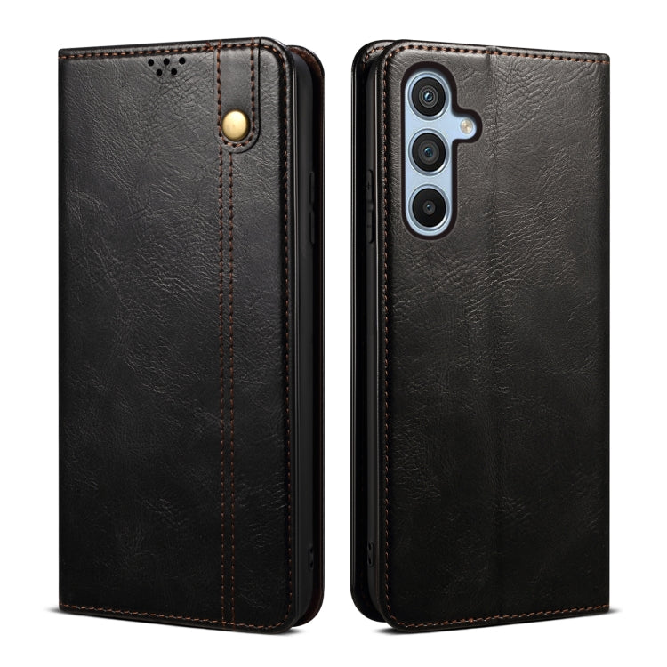 For Samsung Galaxy S25+ 5G Oil Wax Crazy Horse Texture Leather Phone Case(Black) - Galaxy S25+ 5G Cases by buy2fix | Online Shopping UK | buy2fix