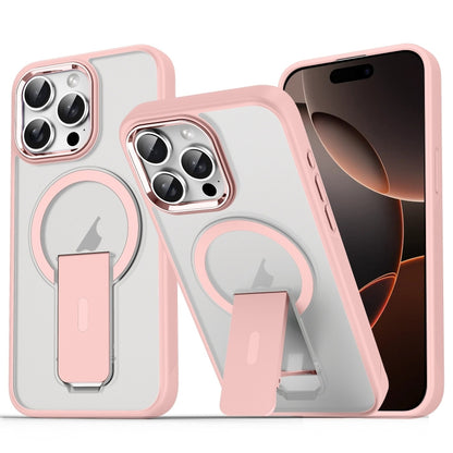 For iPhone 16 Pro Max Acrylic Hybrid TPU MagSafe Holder Phone Case(Pink) - iPhone 16 Pro Max Cases by buy2fix | Online Shopping UK | buy2fix