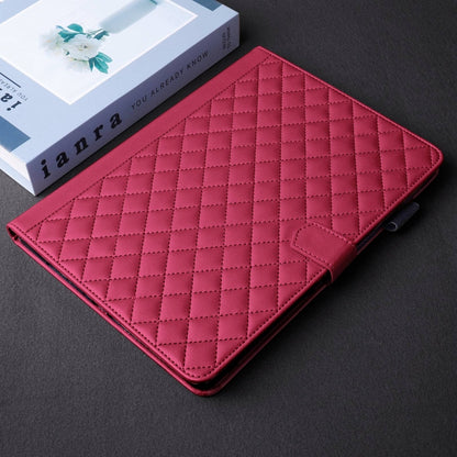 For Samsung Galaxy Tab S6 Lite 2024 Rhombus Lattice Leather Tablet Case(Red) - Tab S6 Lite P610 / P615 by buy2fix | Online Shopping UK | buy2fix