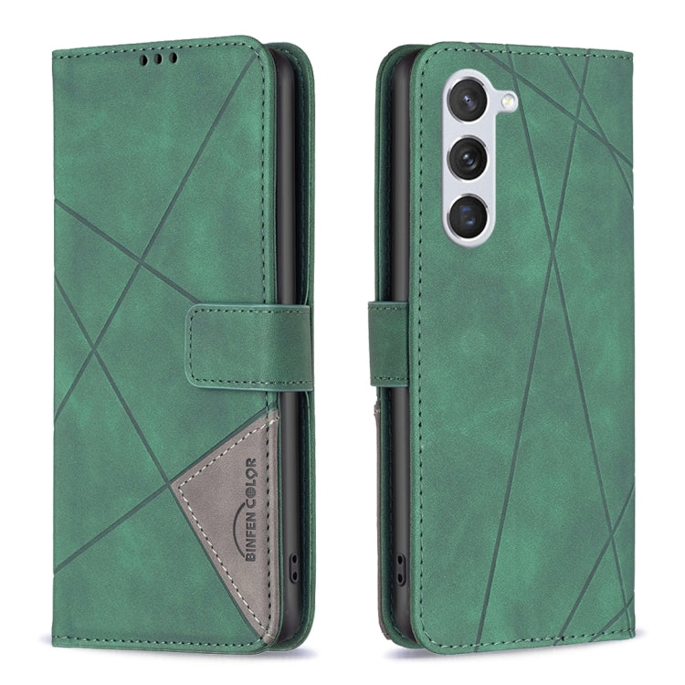 For Samsung Galaxy S25 5G Magnetic Buckle Rhombus Texture Leather Phone Case(Green) - Galaxy S25 5G Cases by buy2fix | Online Shopping UK | buy2fix