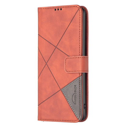 For Samsung Galaxy S25 Ultra 5G Magnetic Buckle Rhombus Texture Leather Phone Case(Brown) - Galaxy S25 Ultra 5G Cases by buy2fix | Online Shopping UK | buy2fix