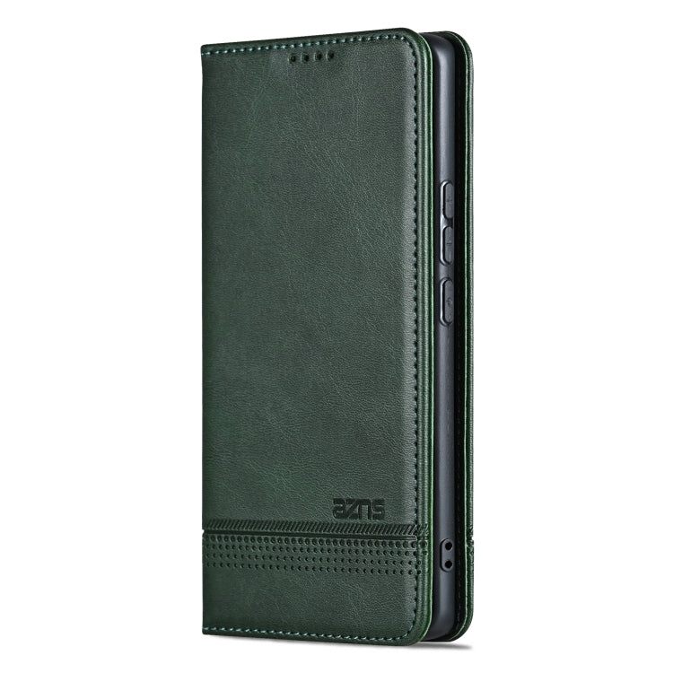 For Samsung Galaxy S25 5G AZNS Magnetic Calf Texture Flip Leather Phone Case(Dark Green) - Galaxy S25 5G Cases by AZNS | Online Shopping UK | buy2fix