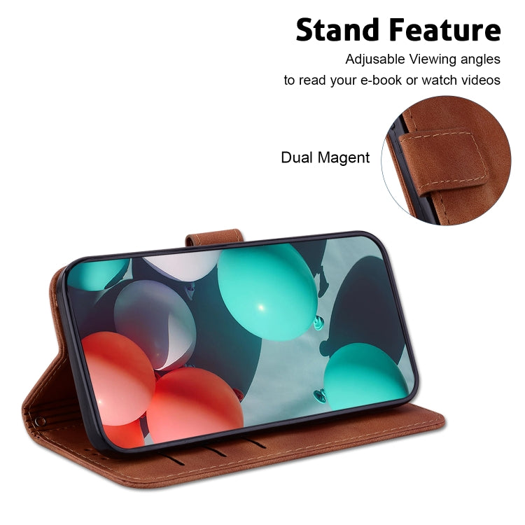 For Xiaomi Redmi K70 / K70 Pro Seven-shaped Embossed Leather Phone Case(Brown) - K70 Cases by buy2fix | Online Shopping UK | buy2fix