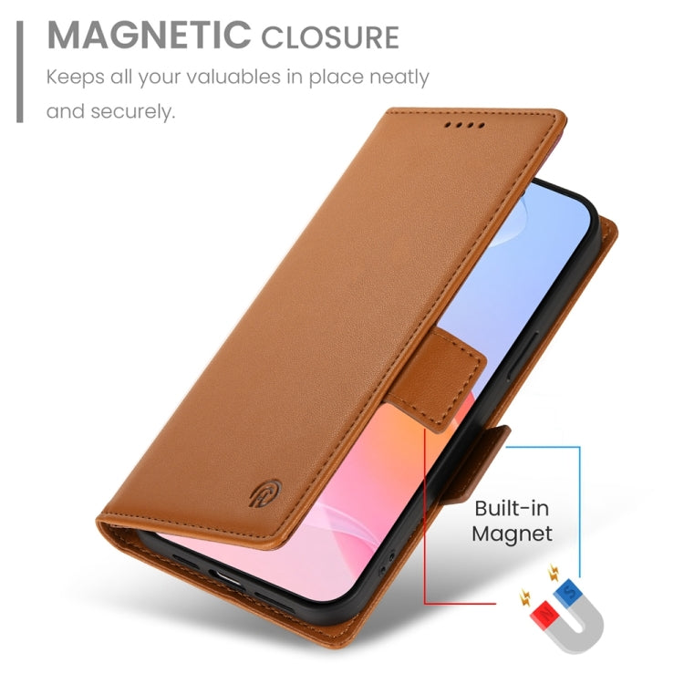 For iPhone 16 Pro Side Buckle Magnetic Frosted Leather Phone Case(Brown) - iPhone 16 Pro Cases by buy2fix | Online Shopping UK | buy2fix