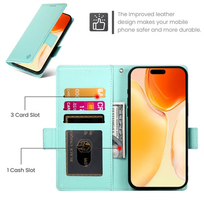 For iPhone 16 Plus Side Buckle Magnetic Frosted Leather Phone Case(Mint Green) - iPhone 16 Plus Cases by buy2fix | Online Shopping UK | buy2fix