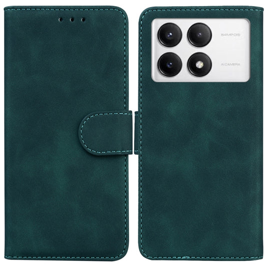 For Xiaomi Redmi K70 / K70 Pro Skin Feel Pure Color Flip Leather Phone Case(Green) - K70 Cases by buy2fix | Online Shopping UK | buy2fix