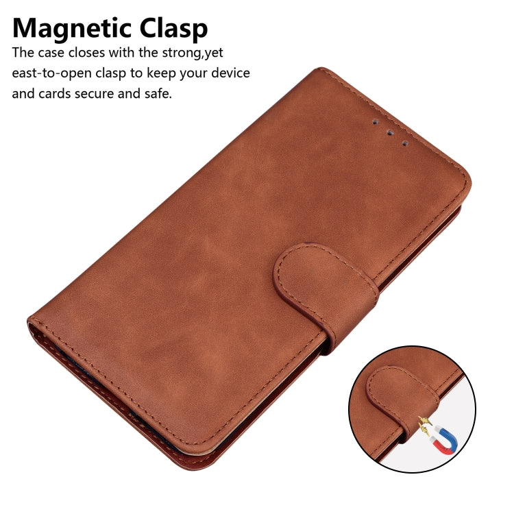 For Xiaomi Redmi K70 / K70 Pro Skin Feel Pure Color Flip Leather Phone Case(Brown) - K70 Cases by buy2fix | Online Shopping UK | buy2fix