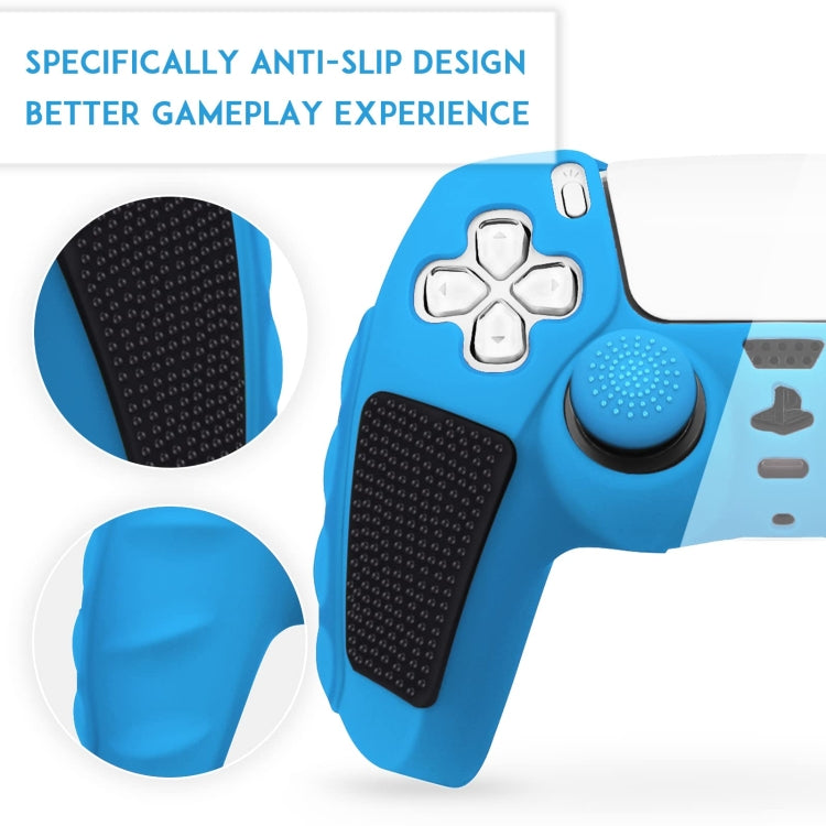 For Sony PS5 Splicing Color Silicone Gamepad Protective Case without Rocker Caps(Blue Black) - Cases by buy2fix | Online Shopping UK | buy2fix