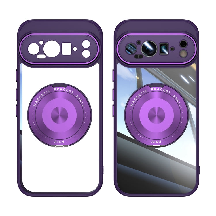 For Google Pixel 9 360 Holder Magsafe Acrylic Hybrid TPU Phone Case(Purple) - Google Cases by buy2fix | Online Shopping UK | buy2fix