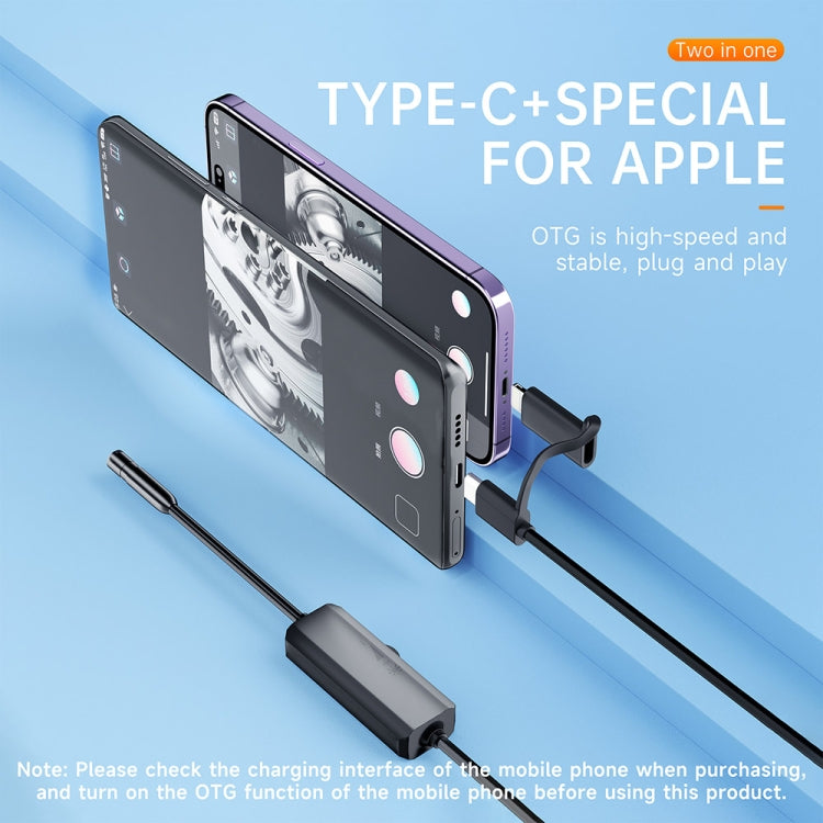 AN112 2 in 1 USB-C / Type-C + 8 Pin Interface 5.5mm HD Industry Endoscope, Length:5m Hard Tube -  by buy2fix | Online Shopping UK | buy2fix