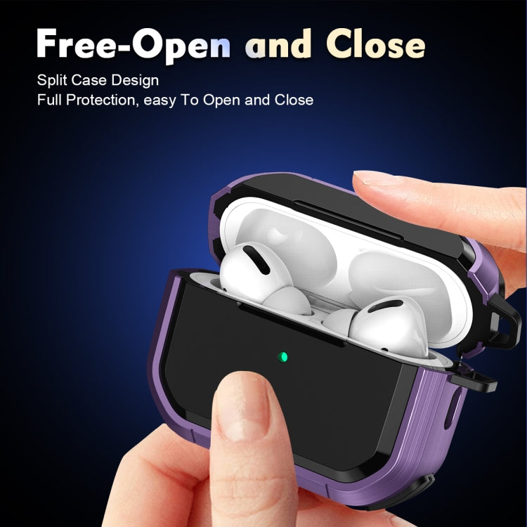 For AirPods Pro / Pro 2 Armor TPU + PC Earbuds Box Protective Case with Metal Buckle(Silver) - For AirPods Pro 2 by buy2fix | Online Shopping UK | buy2fix