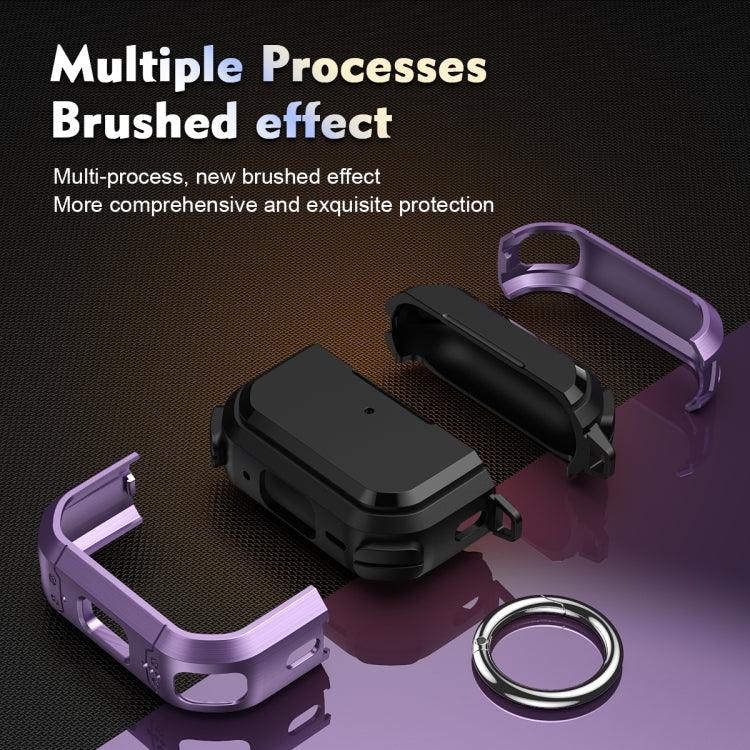 For AirPods Pro / Pro 2 Armor TPU + PC Earbuds Box Protective Case with Metal Buckle(Violet) - For AirPods Pro 2 by buy2fix | Online Shopping UK | buy2fix