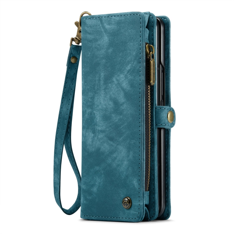 For Samsung Galaxy Z Fold6 5G CaseMe 008 Multifunctional Zipper Wallet Leather Phone Case with Lanyard(Blue) - Galaxy Z Fold6 5G Cases by CaseMe | Online Shopping UK | buy2fix