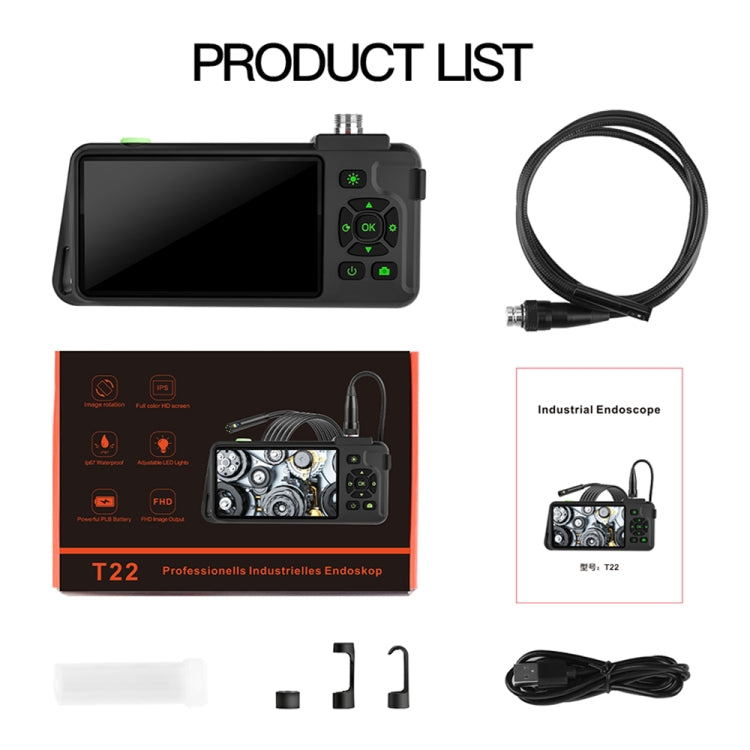 T22 4.5 inch IPS Color Screen 5.5mm Single Camera Hard Cable Industrial Endoscope, Length:3.5m(Black Orange) -  by buy2fix | Online Shopping UK | buy2fix