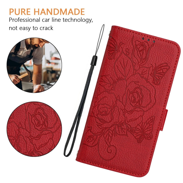 For Blackview Color 8 / Oscal Modern 8 Embossed Rose RFID Anti-theft Leather Phone Case(Red) - More Brand by buy2fix | Online Shopping UK | buy2fix