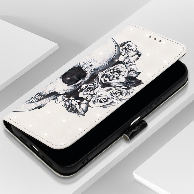 For Samsung Galaxy S25 5G 3D Painting Horizontal Flip Leather Phone Case(Skull) - Galaxy S25 5G Cases by buy2fix | Online Shopping UK | buy2fix