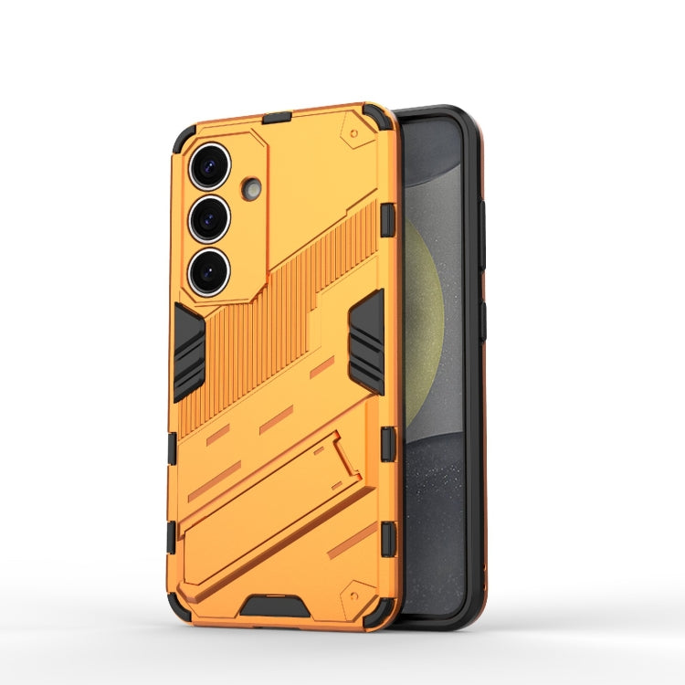 For Samsung Galaxy S25 5G Punk Armor 2 in 1 PC + TPU Shockproof Phone Case with Invisible Holder(Orange) - Galaxy S25 5G Cases by buy2fix | Online Shopping UK | buy2fix