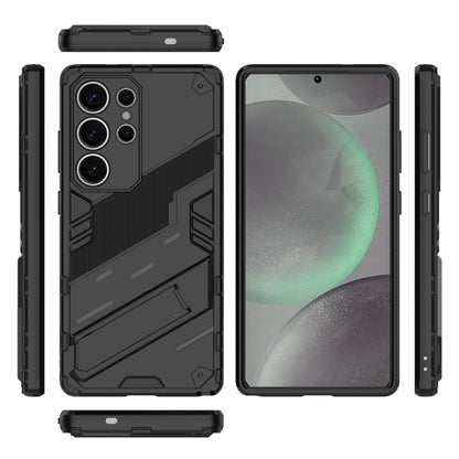 For Samsung Galaxy S25 Ultra 5G Punk Armor 2 in 1 PC + TPU Shockproof Phone Case with Invisible Holder(Black) - Galaxy S25 Ultra 5G Cases by buy2fix | Online Shopping UK | buy2fix