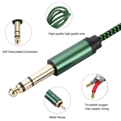 6.35mm Male to Dual RCA Female Audio Adapter Cable, Length:0.5m(Green) - RCA Cable by buy2fix | Online Shopping UK | buy2fix