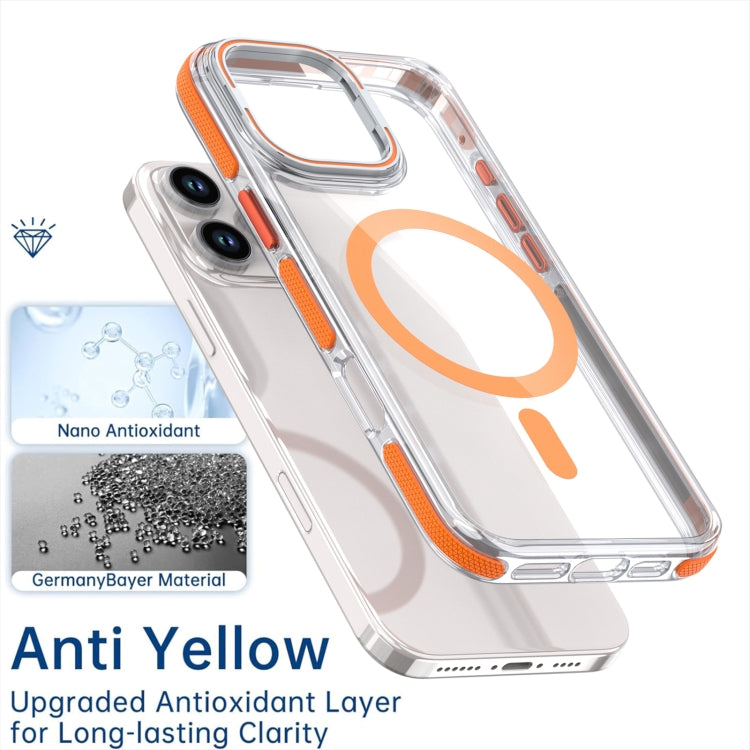 For iPhone 16 Pro Dual-Color Clear Acrylic Hybrid TPU Lens Flip Holder MagSafe Phone Case(Yellow) - iPhone 16 Pro Cases by buy2fix | Online Shopping UK | buy2fix