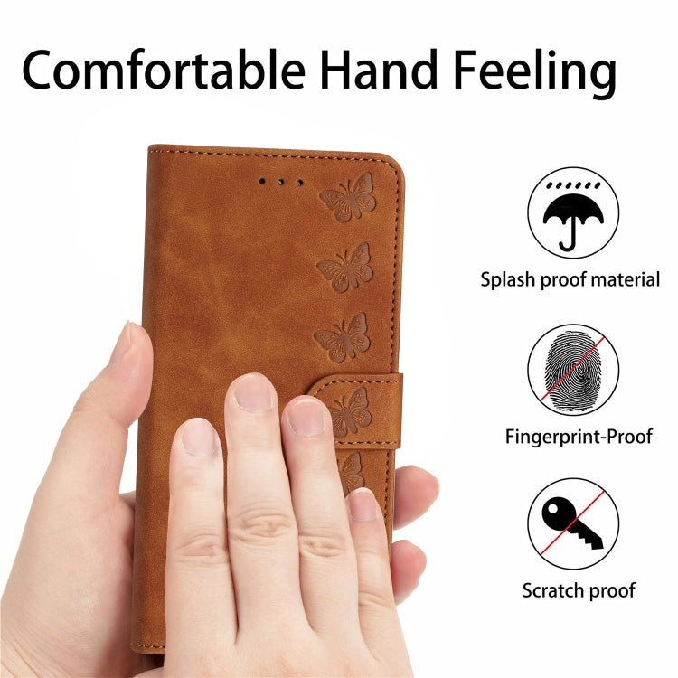 For Samsung Galaxy S25 5G Flower Butterfly Embossing Pattern Leather Phone Case(Brown) - Galaxy S25 5G Cases by buy2fix | Online Shopping UK | buy2fix