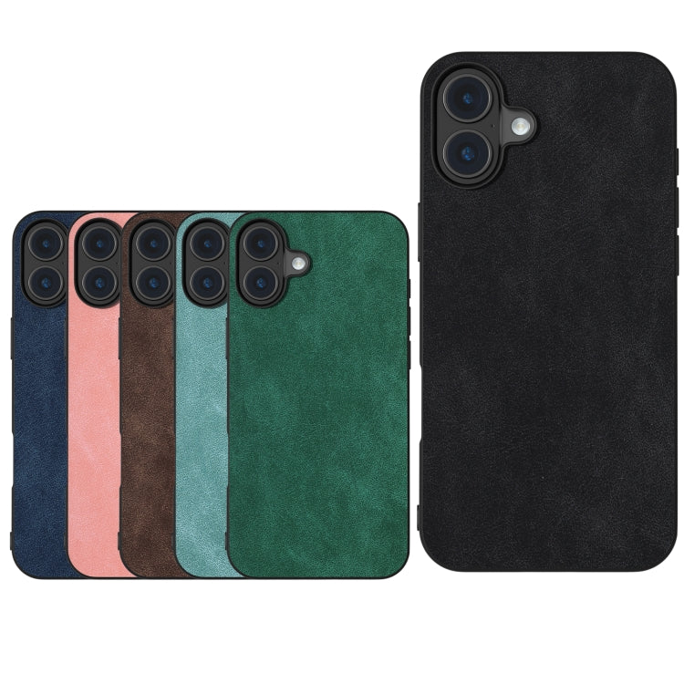 For iPhone 16 Plus Black Frame PU Leather Full Coverage Phone Case(Coffee) - iPhone 16 Plus Cases by buy2fix | Online Shopping UK | buy2fix