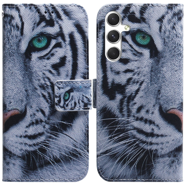 For Samsung Galaxy S25 5G Coloured Drawing Flip Leather Phone Case(Tiger) - Galaxy S25 5G Cases by buy2fix | Online Shopping UK | buy2fix