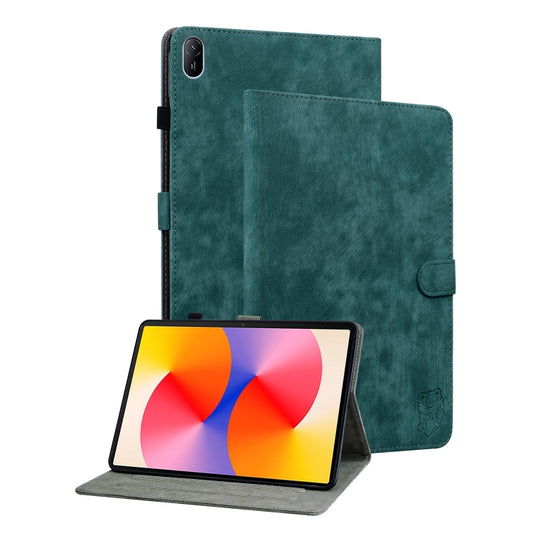 For Huawei MatePad SE 11 2024 Tiger Pattern Flip Leather Tablet Case(Dark Green) - Huawei by buy2fix | Online Shopping UK | buy2fix