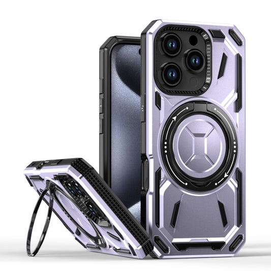 For iPhone 16 Pro Armor II Series MagSafe Magnetic Holder Phone Case(Light Purple) - iPhone 16 Pro Cases by buy2fix | Online Shopping UK | buy2fix