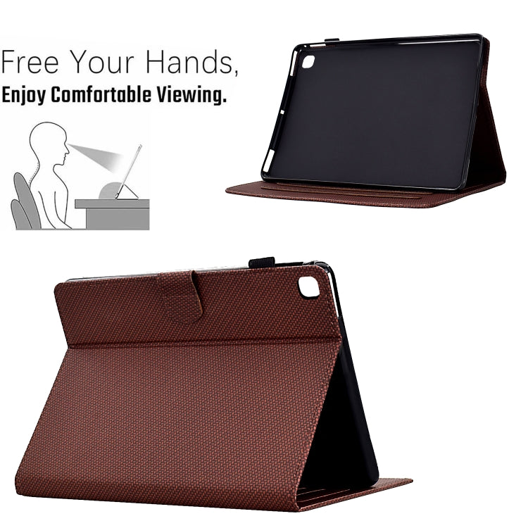 For Samsung Galaxy Tab S6 Lite Solid Color Fiber Texture Smart Tablet Leather Case(Brown) - Tab S6 Lite P610 / P615 by buy2fix | Online Shopping UK | buy2fix