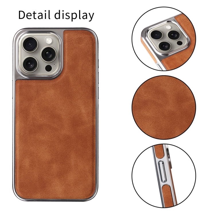 For iPhone 16 Plus Electroplated Side PU Hybrid TPU MagSafe Phone Case(Brown) - iPhone 16 Plus Cases by buy2fix | Online Shopping UK | buy2fix