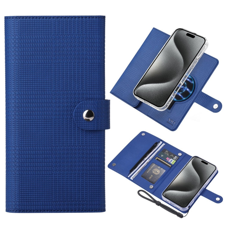 For iPhone 15 Pro Max ViLi GHB-C Series RFID MagSafe Magnetic Flip Leather Phone Case(Blue) - iPhone 15 Pro Max Cases by ViLi | Online Shopping UK | buy2fix