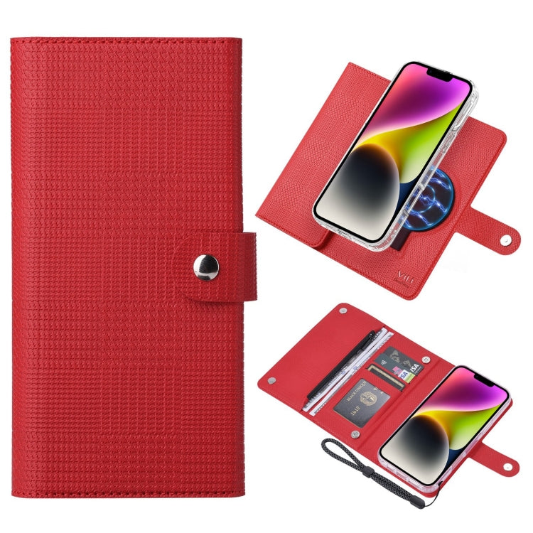 For iPhone 14 ViLi GHB-C Series RFID MagSafe Magnetic Flip Leather Phone Case(Red) - iPhone 14 Cases by ViLi | Online Shopping UK | buy2fix