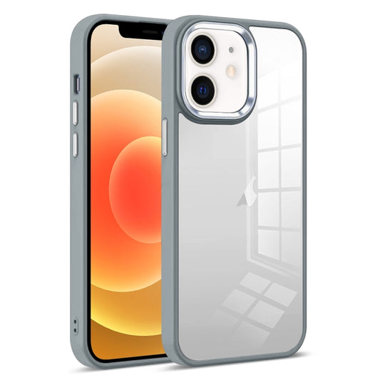 For iPhone 12 Colorful Armor Transparent Phone Case(Grey) - iPhone 12 / 12 Pro Cases by buy2fix | Online Shopping UK | buy2fix