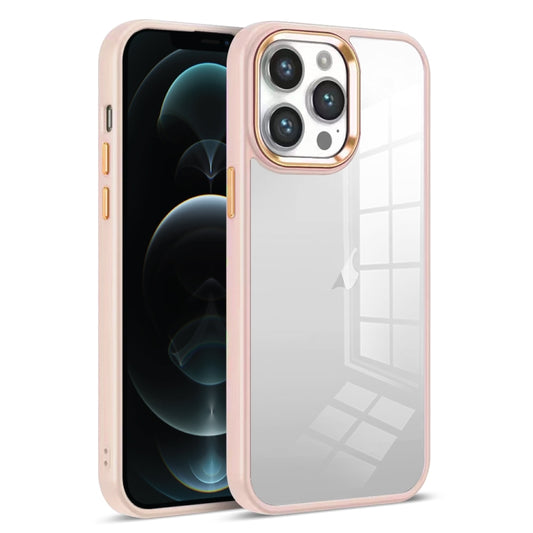 For iPhone 12 Pro Colorful Armor Transparent Phone Case(Pink) - iPhone 12 / 12 Pro Cases by buy2fix | Online Shopping UK | buy2fix