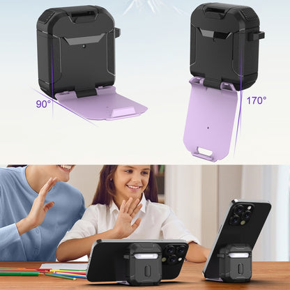 For AirPods Pro 2 Phone Holder Design Earbuds Box Protective Case(Purple) - For AirPods Pro 2 by buy2fix | Online Shopping UK | buy2fix