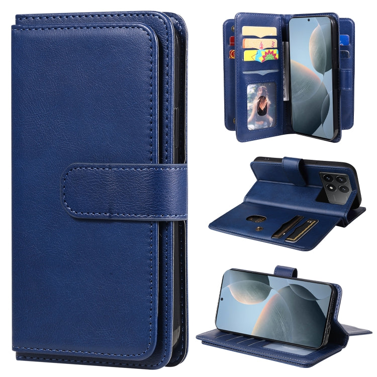 For Redmi K70 Multi-Function Wallet 10 Card Slots Leather Phone Case(Dark Blue) - K70 Cases by buy2fix | Online Shopping UK | buy2fix