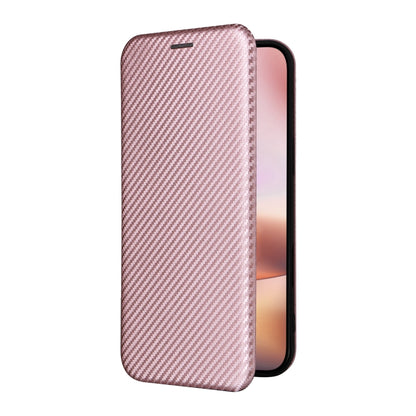 For iPhone 16 Carbon Fiber Texture Flip Leather Phone Case(Pink) - iPhone 16 Cases by buy2fix | Online Shopping UK | buy2fix