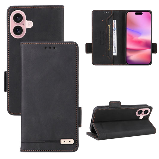 For iPhone 16 Magnetic Clasp Leather Phone Case(Black) - iPhone 16 Cases by buy2fix | Online Shopping UK | buy2fix