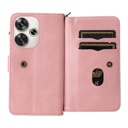 For Xiaomi Poco F6 Skin Feel Multi Card Slots Zipper Wallet Leather Phone Case(Pink) - Xiaomi Cases by buy2fix | Online Shopping UK | buy2fix