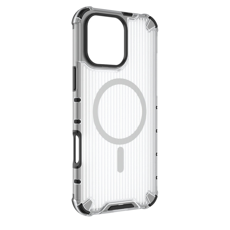 For iPhone 16 Pro Max Grating Airbag Shockproof MagSafe Frosted Phone Case(Transparent) - iPhone 16 Pro Max Cases by buy2fix | Online Shopping UK | buy2fix