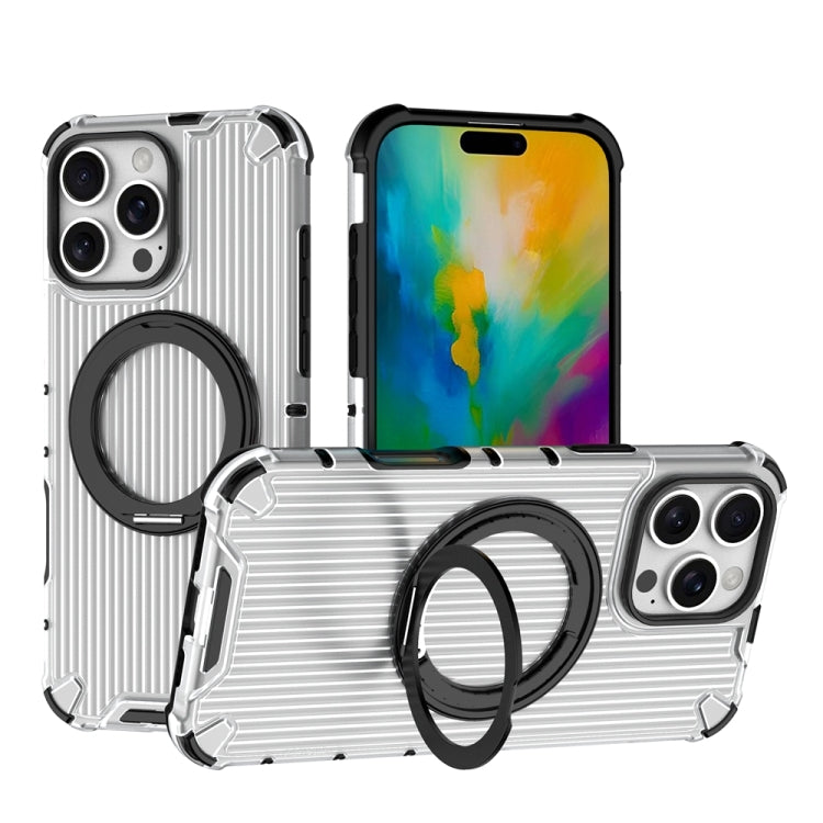 For iPhone 16 Pro Max Grating 360 Degree Rotating Holder Shockproof Phone Case(Transparent) - iPhone 16 Pro Max Cases by buy2fix | Online Shopping UK | buy2fix