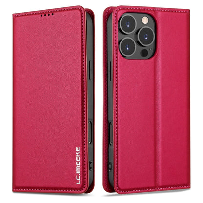 For iPhone 16 Pro LC.IMEEKE L1 Series Frosted Fine Texture PU Phone Case(Red) - iPhone 16 Pro Cases by LC.IMEEKE | Online Shopping UK | buy2fix