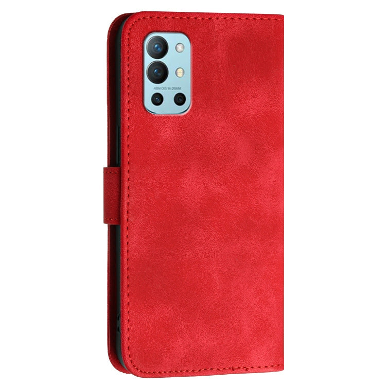 For OnePlus 11 YX0080 Grid Butterfly Embossed Pattern Flip Leather Phone Case with Lanyard(Red) - OnePlus Cases by buy2fix | Online Shopping UK | buy2fix